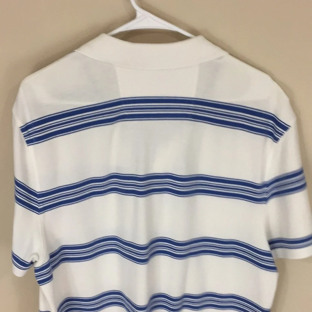 Banana Republic Fitted Polo White and Blue Stripes Size XL